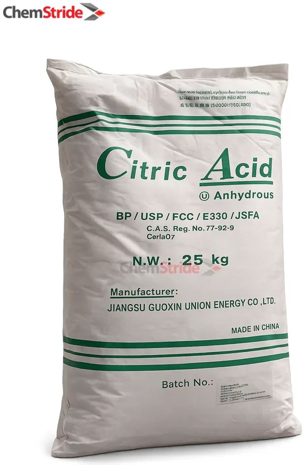 Citric Acid Anhydrous Union packaging as supplied by ChemStride